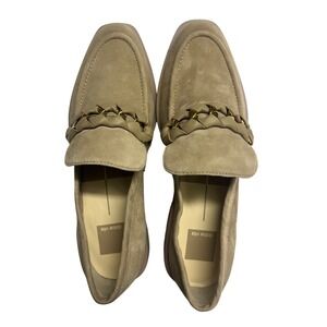 New Dolce Vita Tan Suede Braided Chain Loafers Almond Toe Slip On Shoes 7.5